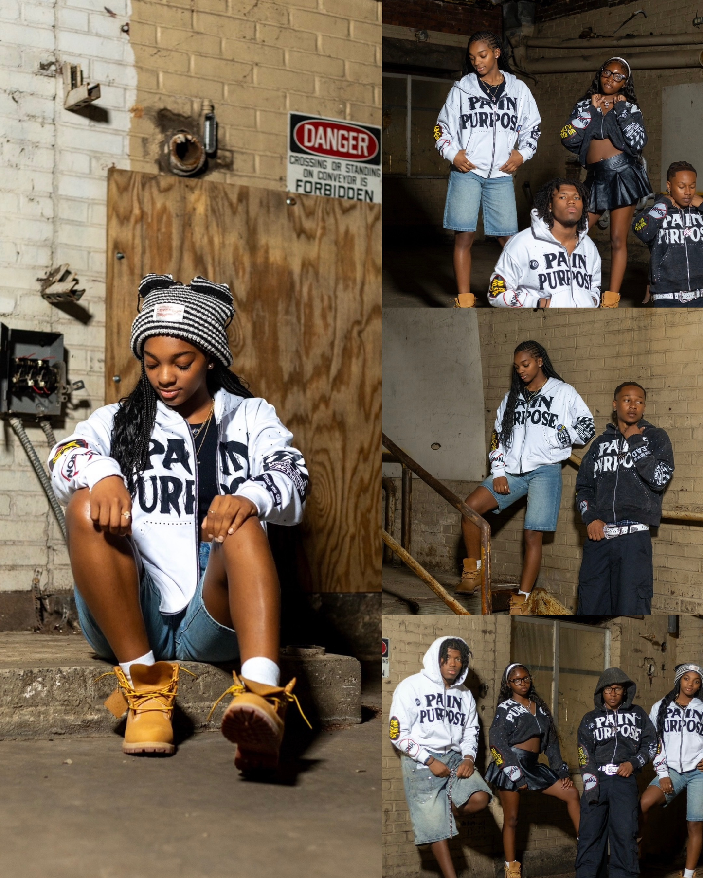 White Distressed PXP Zip-Up